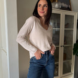 The Aurelie Long Sleeve V - Neck Knit Pullover Sweater - Love and Lee Apparel