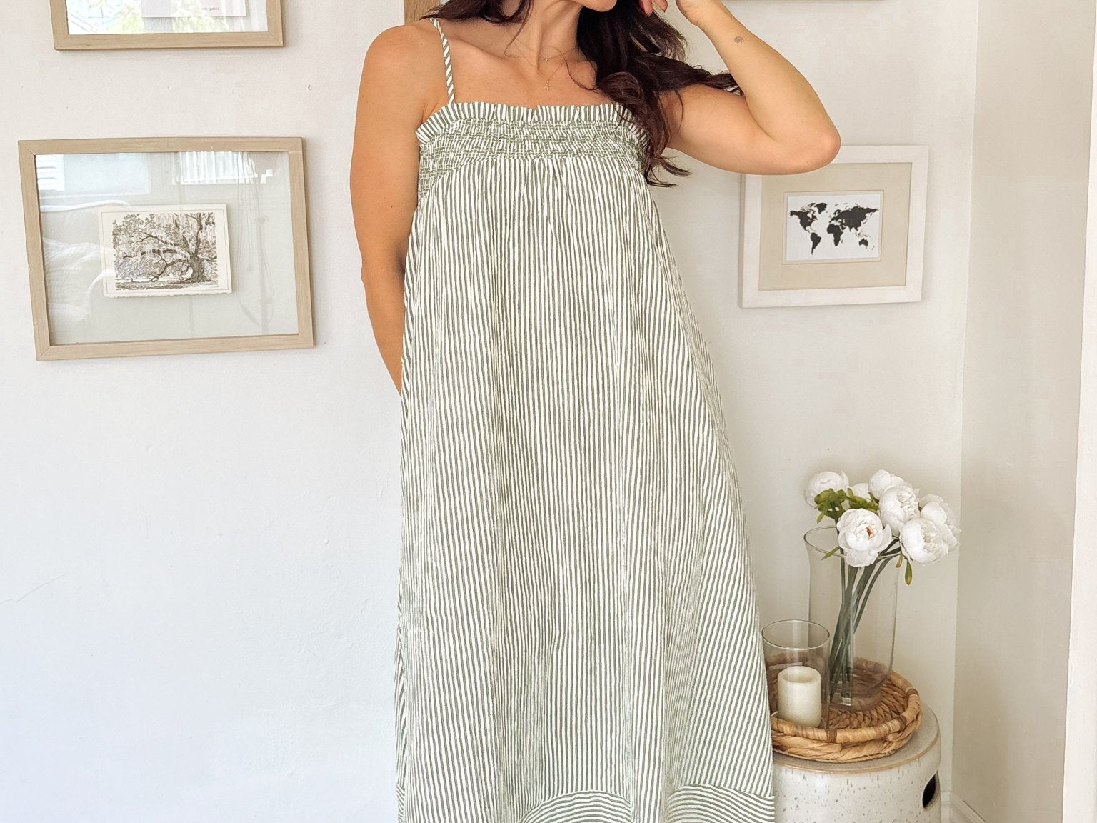 The Isabella White And Green Maxi Dress - Love and Lee Apparel