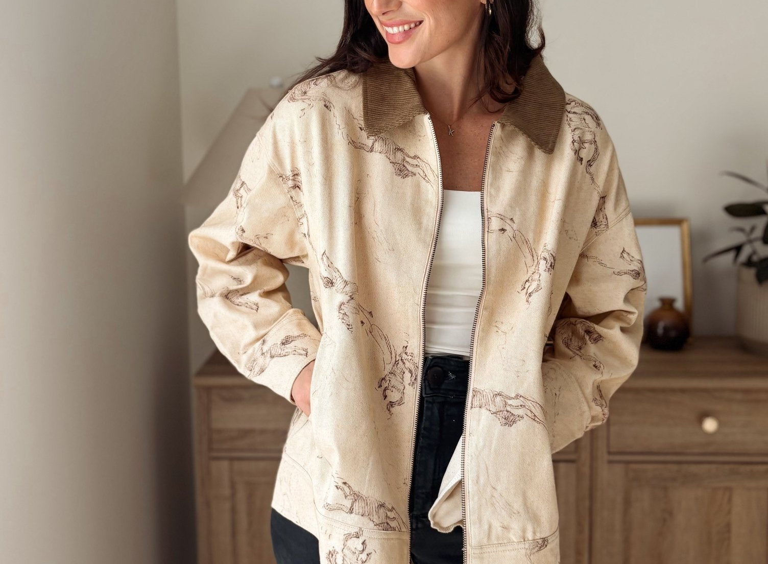 The Countryside Stables Western Horse Print Zip Up Jacket - Love and Lee Apparel