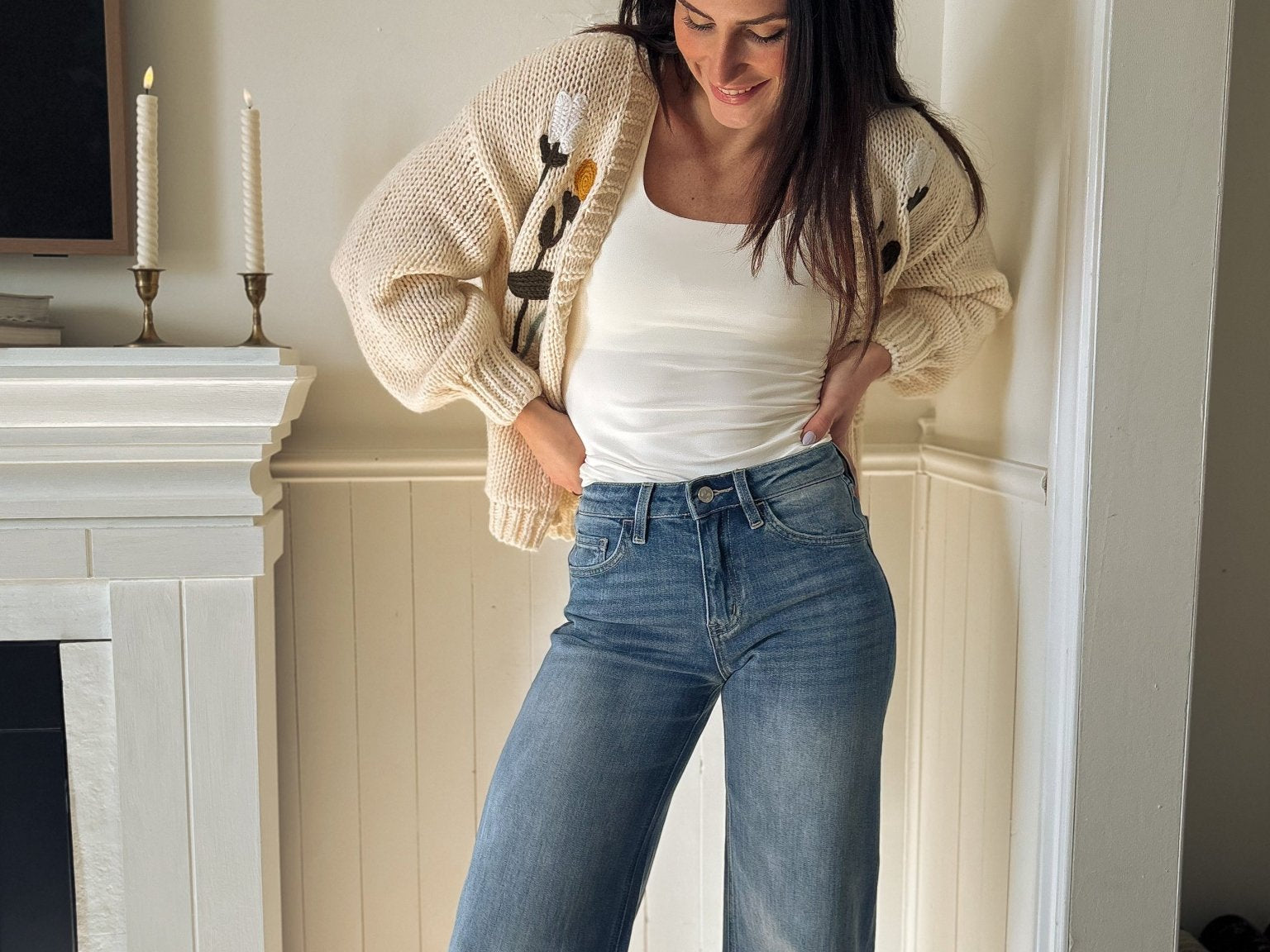 The Margaux High Rise Medium Wash Cuffed Wide Jeans - Love and Lee Apparel