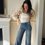 The Margaux High Rise Medium Wash Cuffed Wide Jeans - Love and Lee Apparel