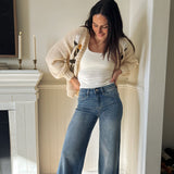 The Margaux High Rise Medium Wash Cuffed Wide Jeans - Love and Lee Apparel