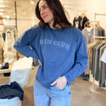 The Mom Club Crewneck Knit Top in Indigo Denim Blue - Love and Lee Apparel
