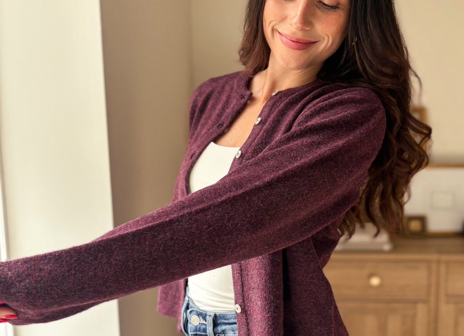 The Maison Merlot Knit Cardigan in Burgundy - Love and Lee Apparel