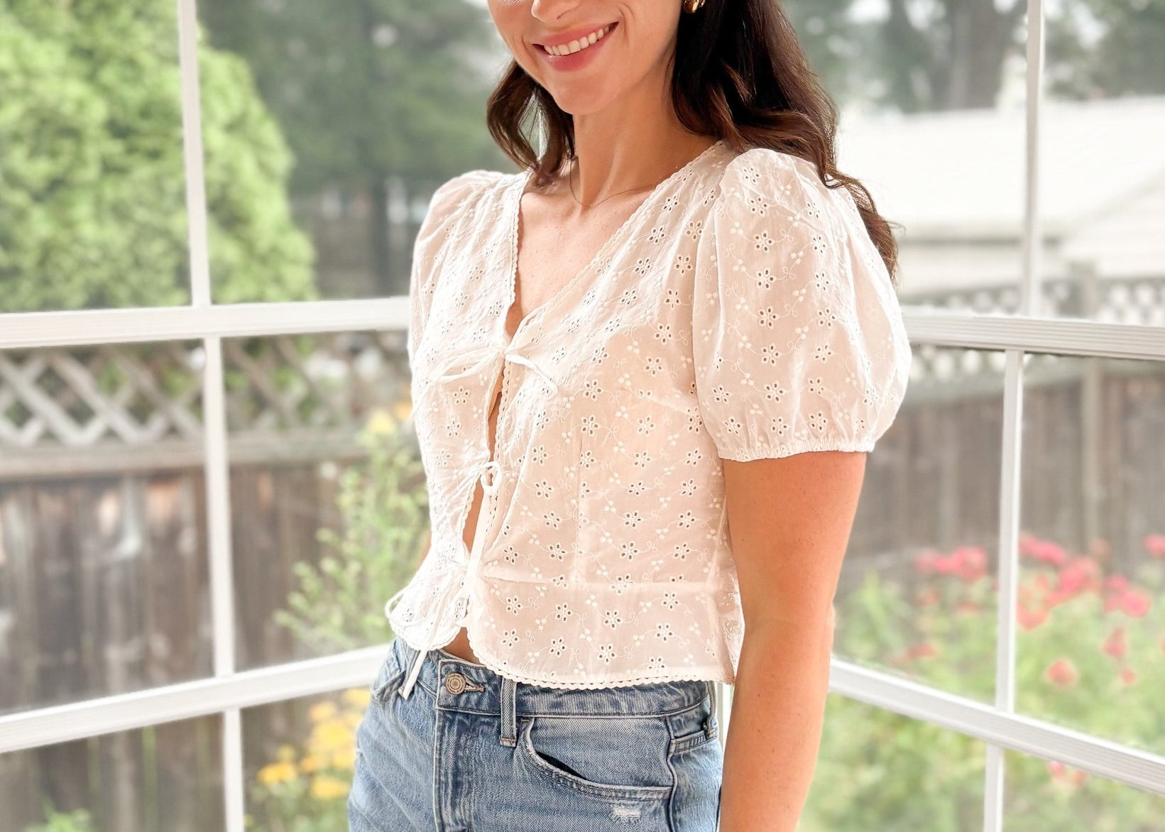 Cornelia short sleeve eyelet Top - Love and Lee Apparel