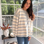 Morning Mist Striped Button Down Boxy Knit Cardigan - Love and Lee Apparel