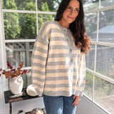 Morning Mist Striped Button Down Boxy Knit Cardigan - Love and Lee Apparel
