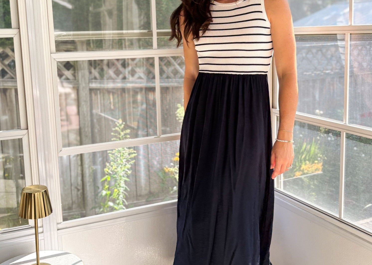 Ash Sleeveless Mixed Media Midi Dress - Love and Lee Apparel