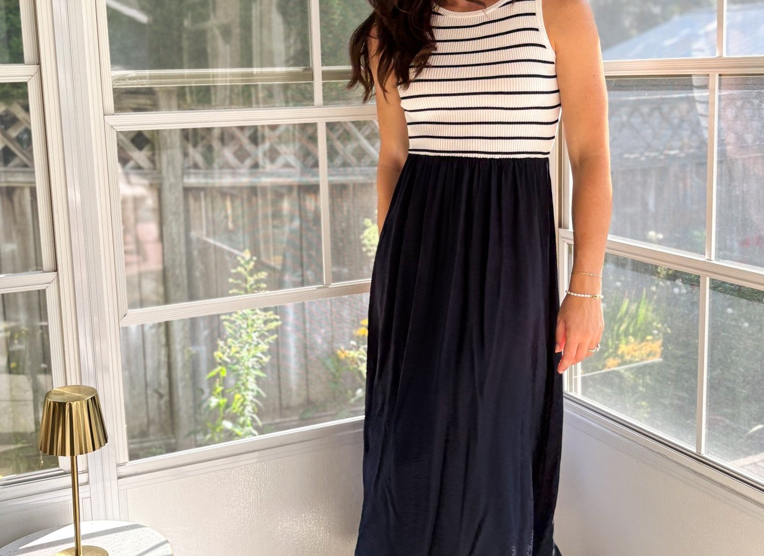Ash Sleeveless Mixed Media Midi Dress - Love and Lee Apparel