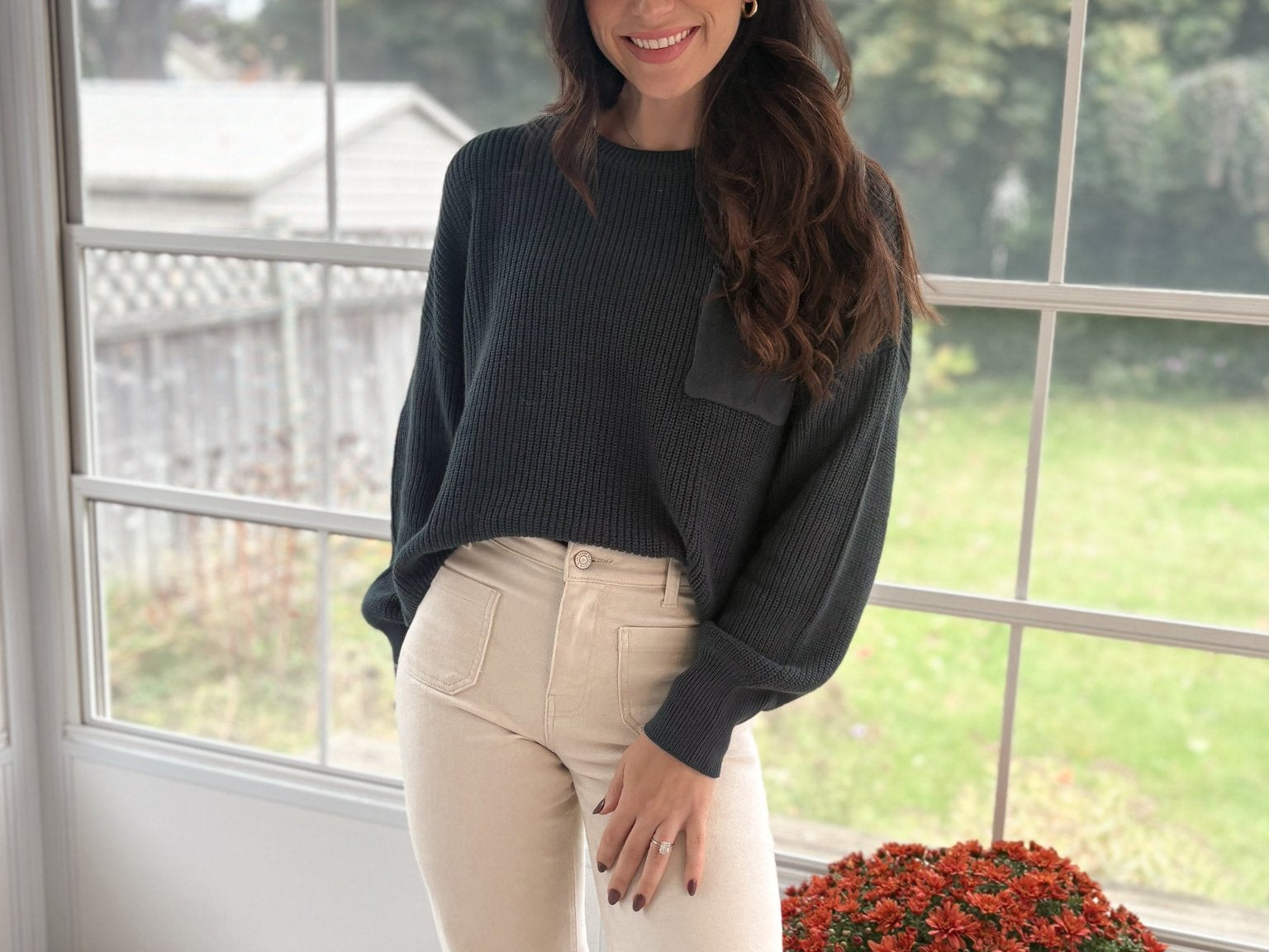 The Autumn Evergreen Raw Edge Cropped Knit Sweater - Love and Lee Apparel