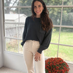The Autumn Evergreen Raw Edge Cropped Knit Sweater - Love and Lee Apparel