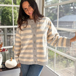 Morning Mist Striped Button Down Boxy Knit Cardigan - Love and Lee Apparel