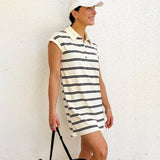 The Tess Stripe Collared Short Sleeve Mini Shirt Dress - Love and Lee Apparel
