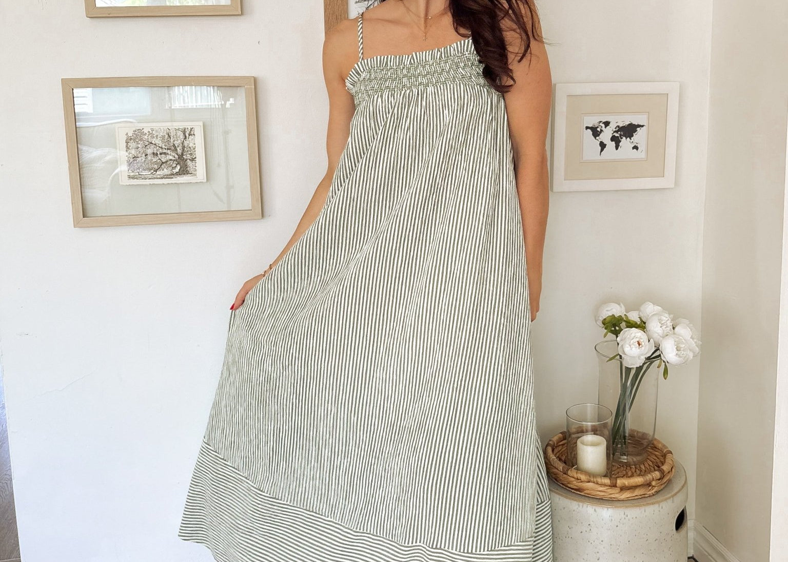 The Isabella White And Green Maxi Dress - Love and Lee Apparel