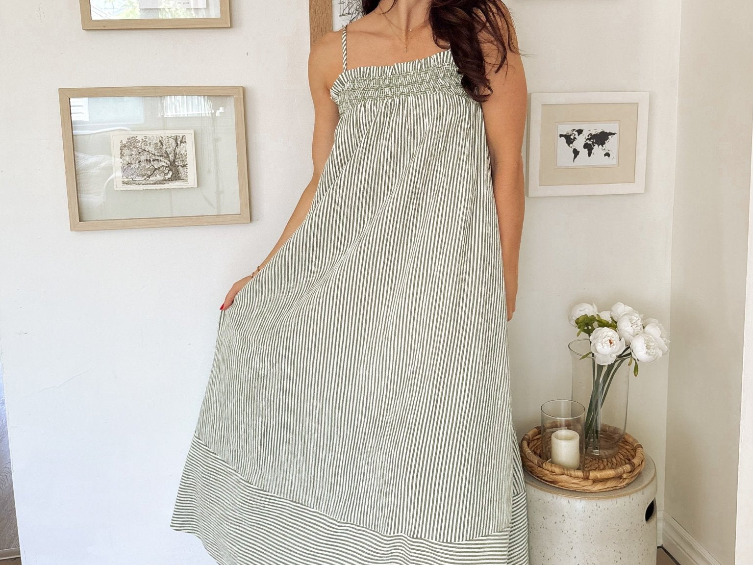 The Isabella White And Green Maxi Dress - Love and Lee Apparel