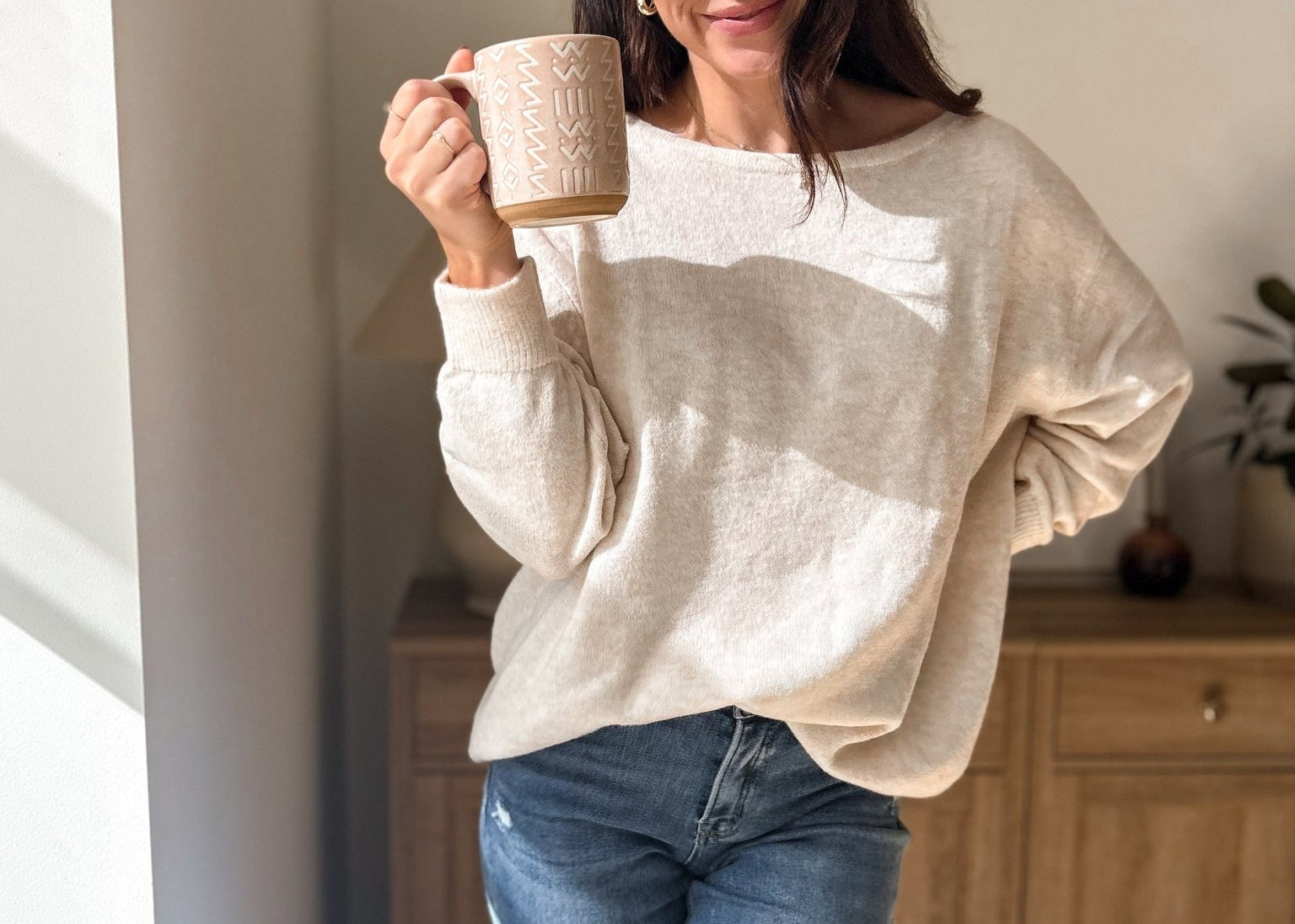 Apple Cider Boat Neck Oversized Knit Pullover Sweater - Love and Lee Apparel