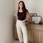 The Cecelia Stripe Cotton Barrel Jeans Casual High Waist Pants - Love and Lee Apparel