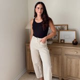 The Cecelia Stripe Cotton Barrel Jeans Casual High Waist Pants - Love and Lee Apparel