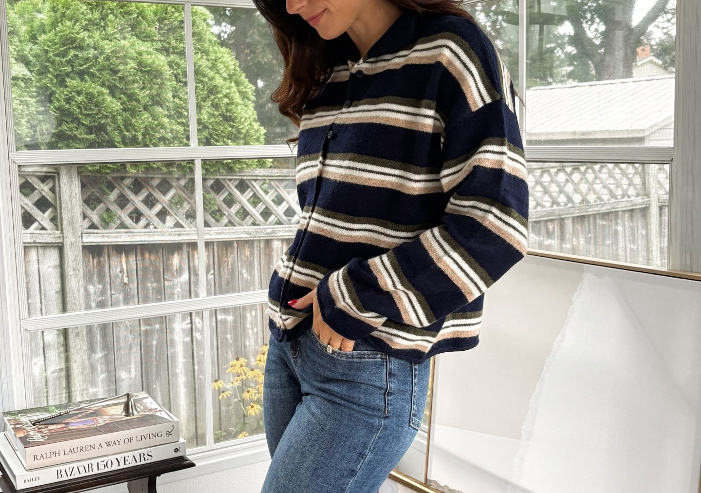 'Meet Me on Campus' Multi-Color Stripe Rolled Neck Knit Cardigan - Love and Lee Apparel