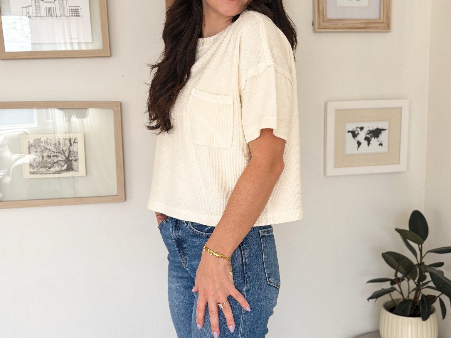 The Erika Ribbed Pocket Detail Short Sleeve Knit Top - Love and Lee Apparel