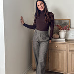 The 'Tweed & Pine' High Waisted Pleated Wide Leg Wool Blend Trousers - Love and Lee Apparel