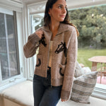 The Cotswold Jacquard Collared Zip-Up Knit Cardigan - Love and Lee Apparel