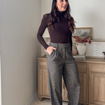 The 'Tweed & Pine' High Waisted Pleated Wide Leg Wool Blend Trousers - Love and Lee Apparel