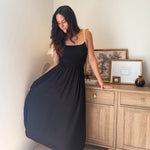 The Chanel Contrast Tie Spaghetti Strap Mix Media Midi Dress - Love and Lee Apparel