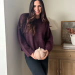 The Mauve Wine Long Sleeve O-Neck Pullover Sweater - Love and Lee Apparel