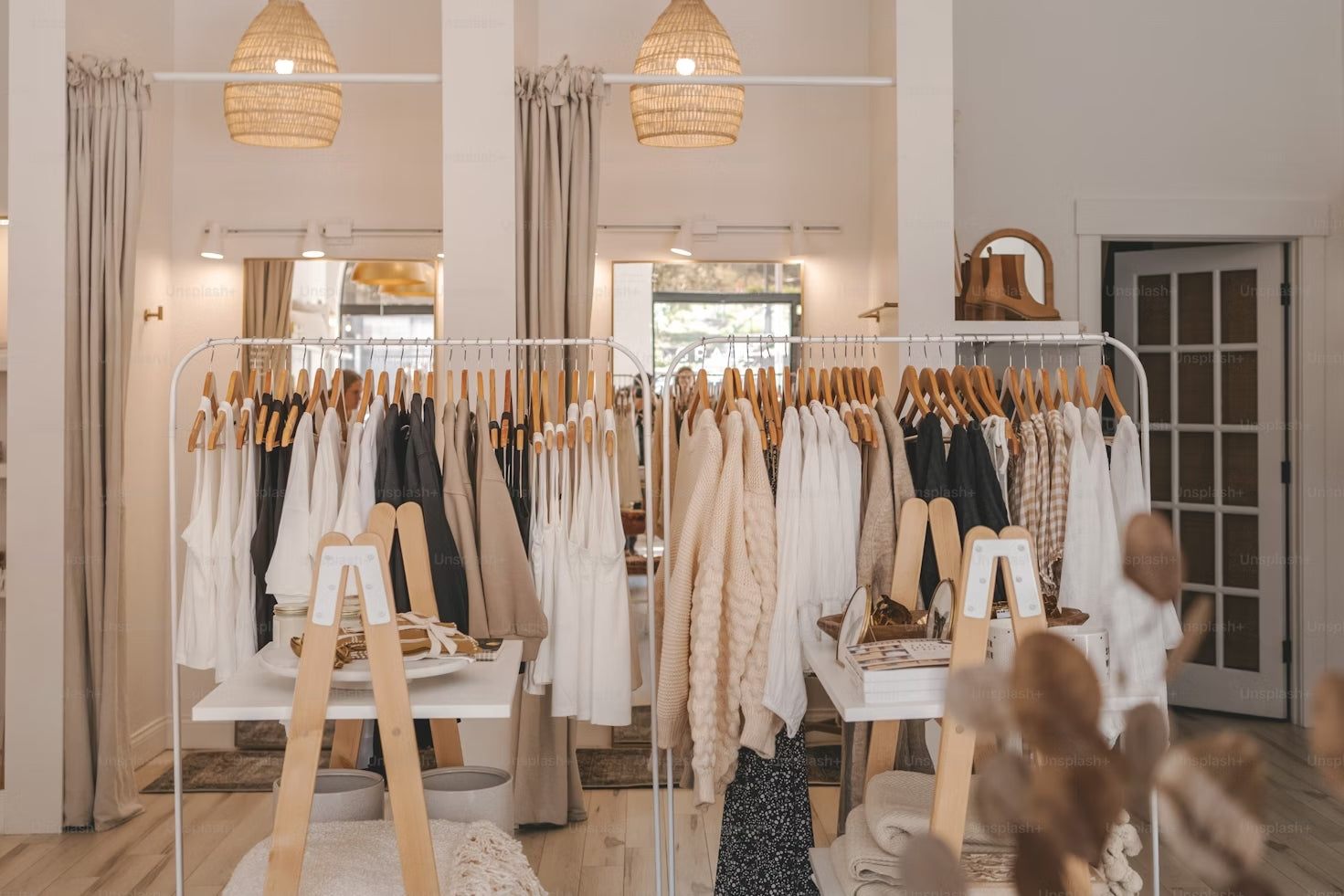 Interior of a boutique clothing store 