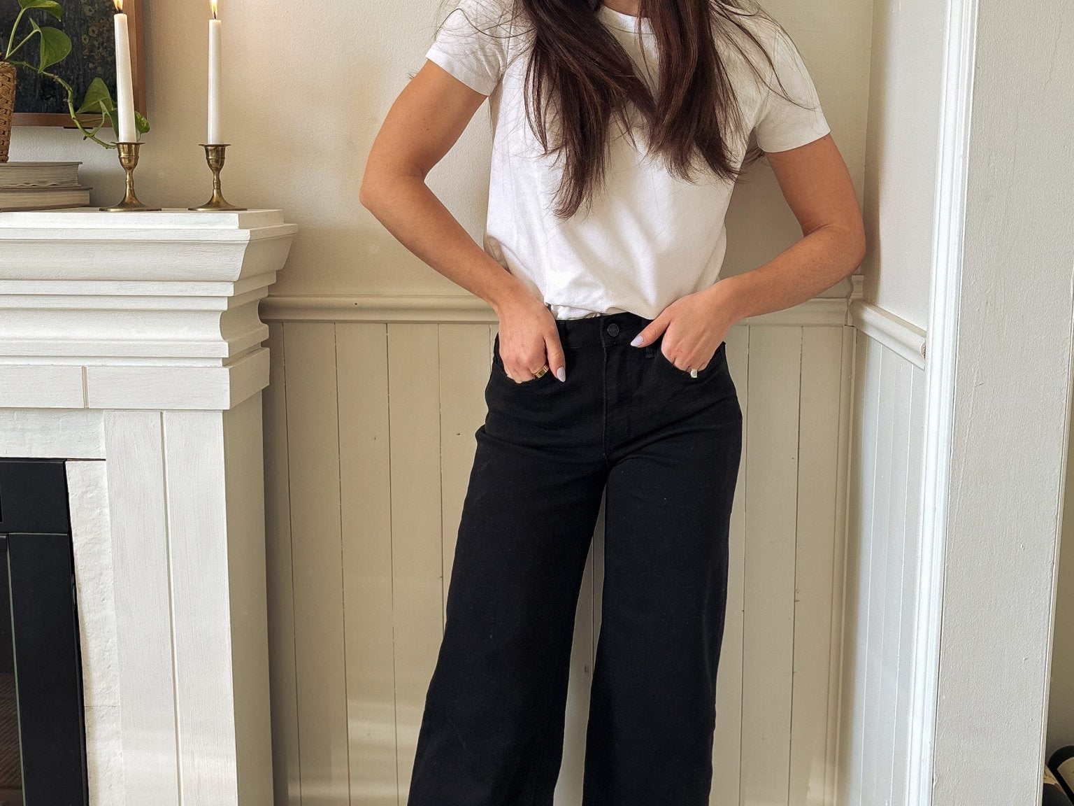 The Janessa High Rise Raw Hem Cropped Wide Leg Jeans in Black - Love and Lee Apparel