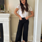The Janessa High Rise Raw Hem Cropped Wide Leg Jeans in Black - Love and Lee Apparel