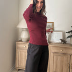 The 'Frosted Cranberry' Boat Neck Dolman Long Sleeve Knit Sweater - Love and Lee Apparel