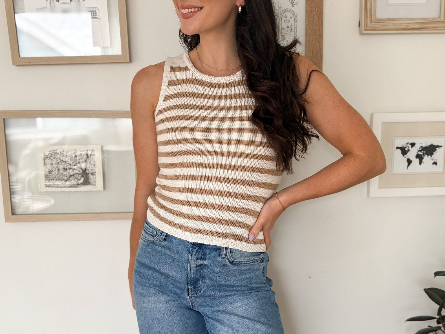 The Tabitha Stripe Knit Sleeveless Sweater - Love and Lee Apparel