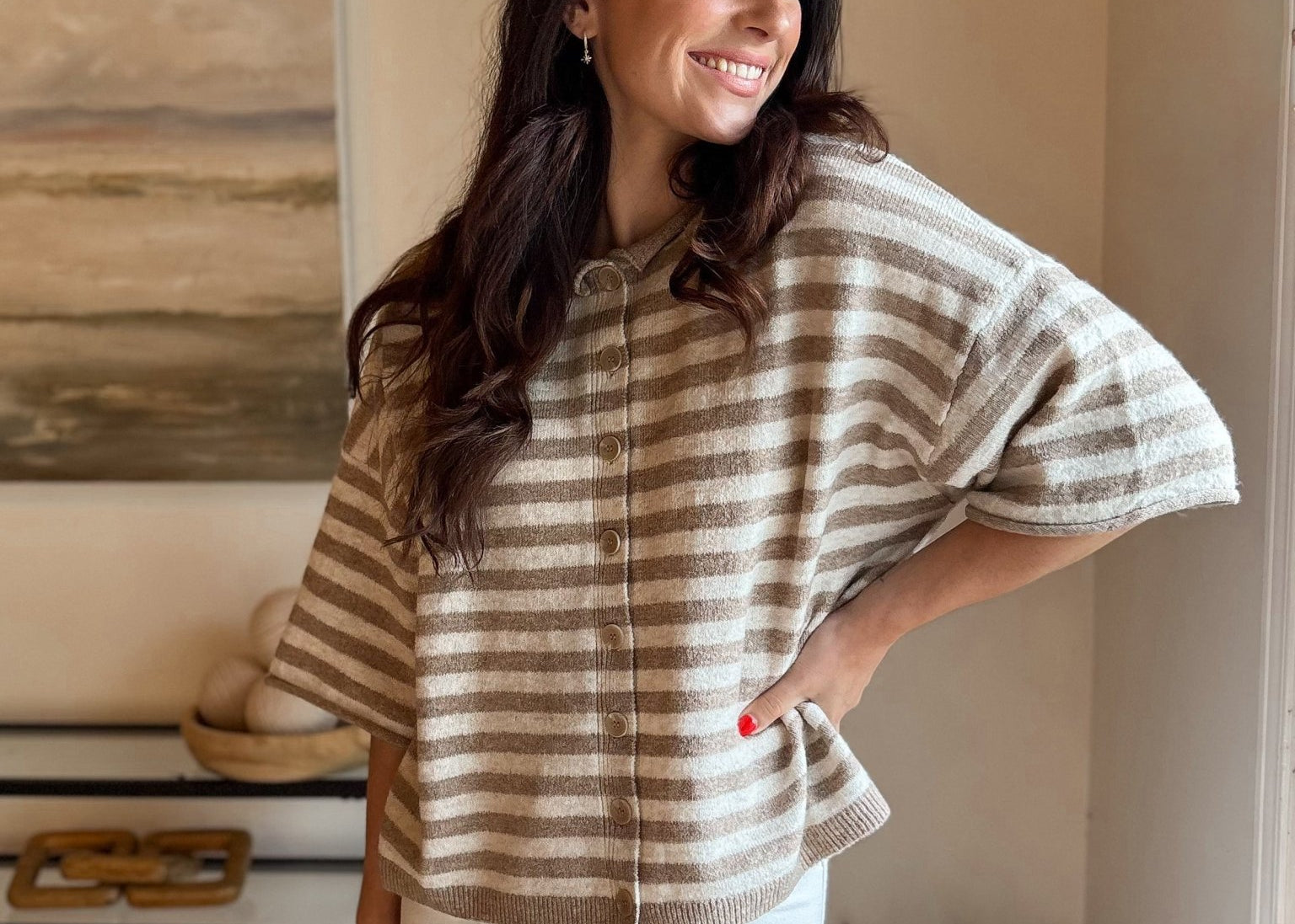 River Short Sleeve Button Down Cardigan - Love and Lee Apparel