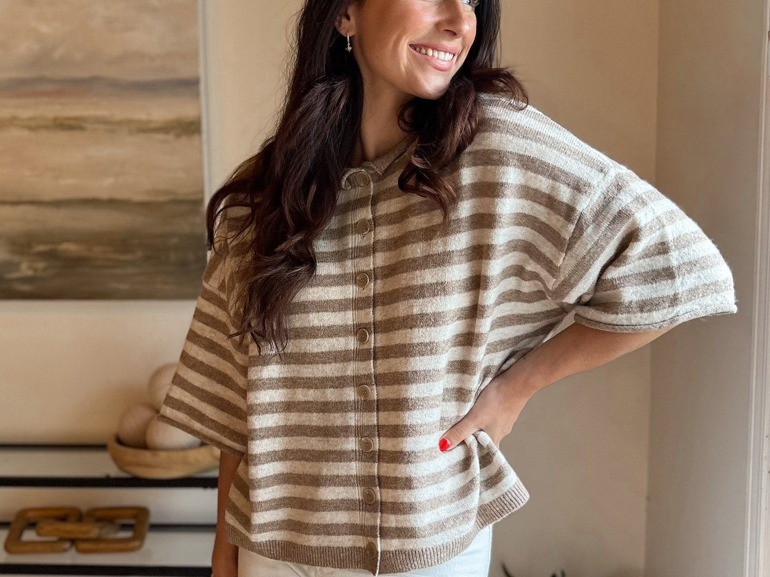 River Short Sleeve Button Down Cardigan - Love and Lee Apparel