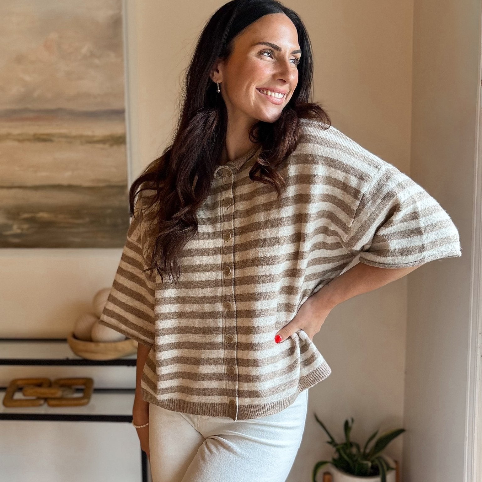 River Short Sleeve Button Down Cardigan - Love and Lee Apparel