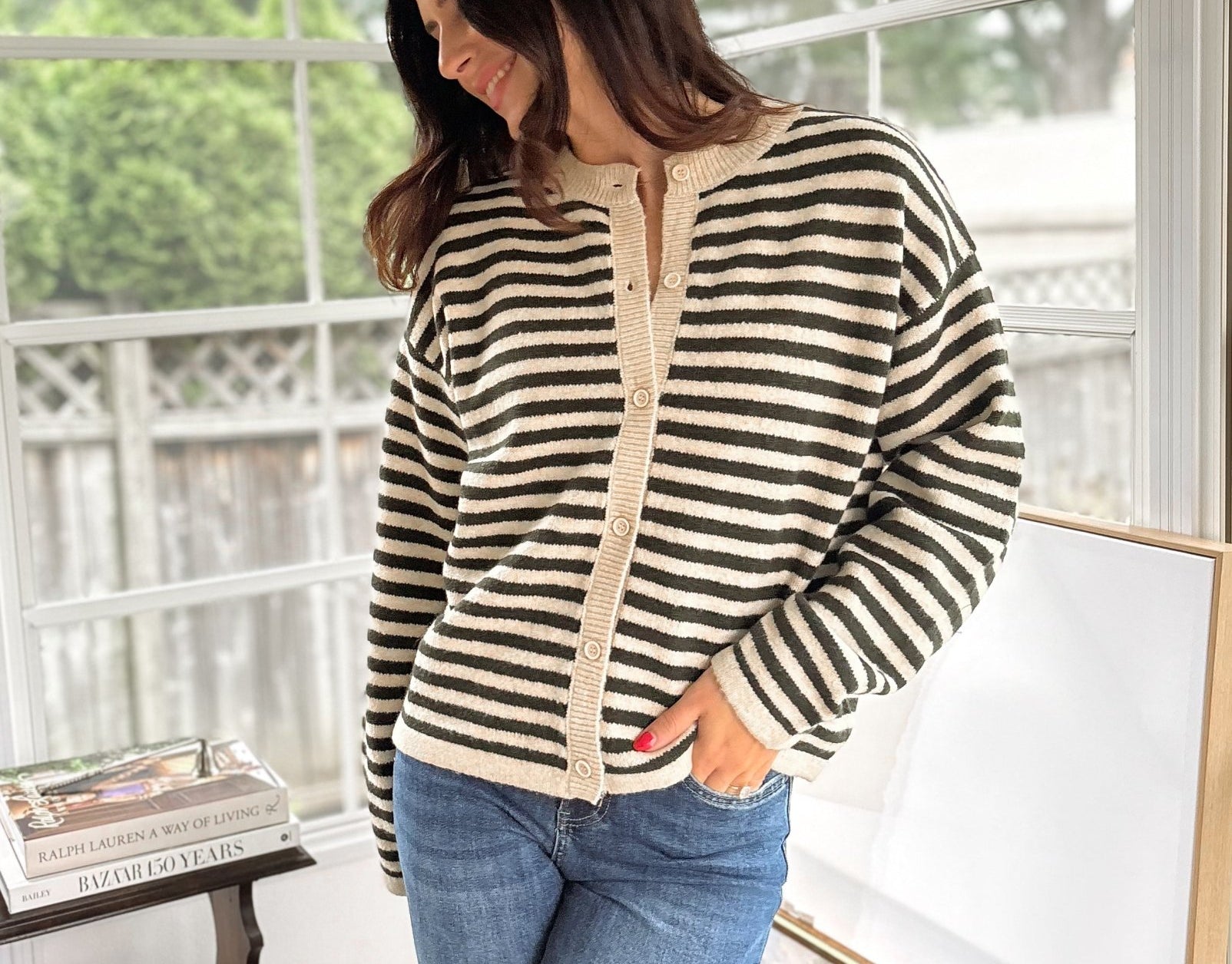 'Row Club' Striped Cardigan - Love and Lee Apparel
