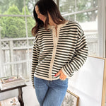 'Row Club' Striped Cardigan - Love and Lee Apparel