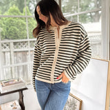 'Row Club' Striped Cardigan - Love and Lee Apparel