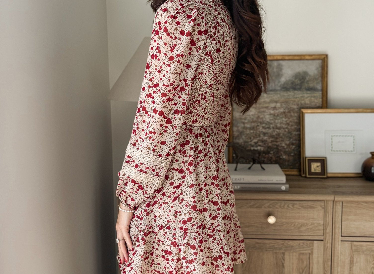 The Early Harvest Lace Trim Smocking Printed Mini Dress - Love and Lee Apparel