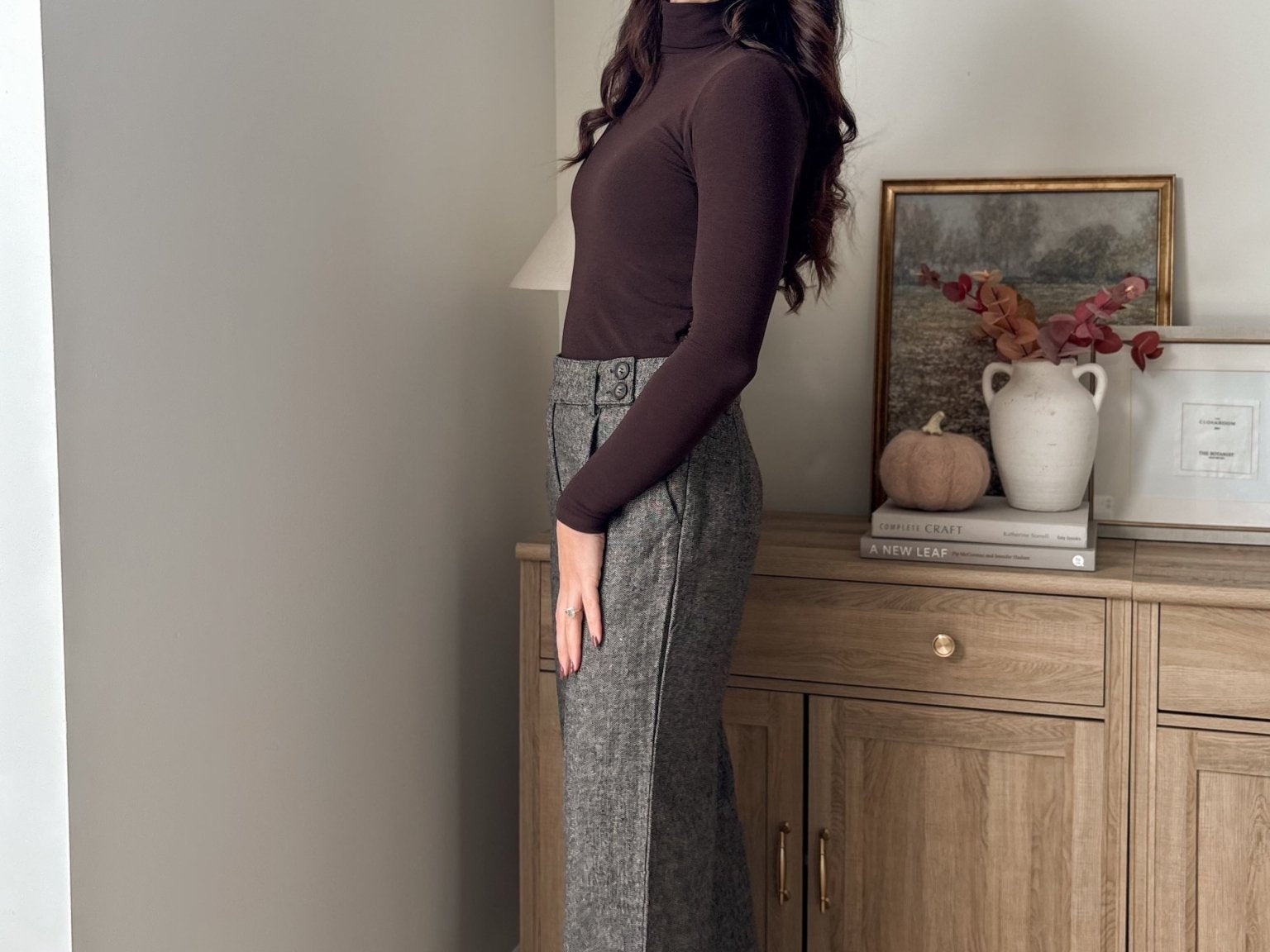 The 'Tweed & Pine' High Waisted Pleated Wide Leg Wool Blend Trousers - Love and Lee Apparel