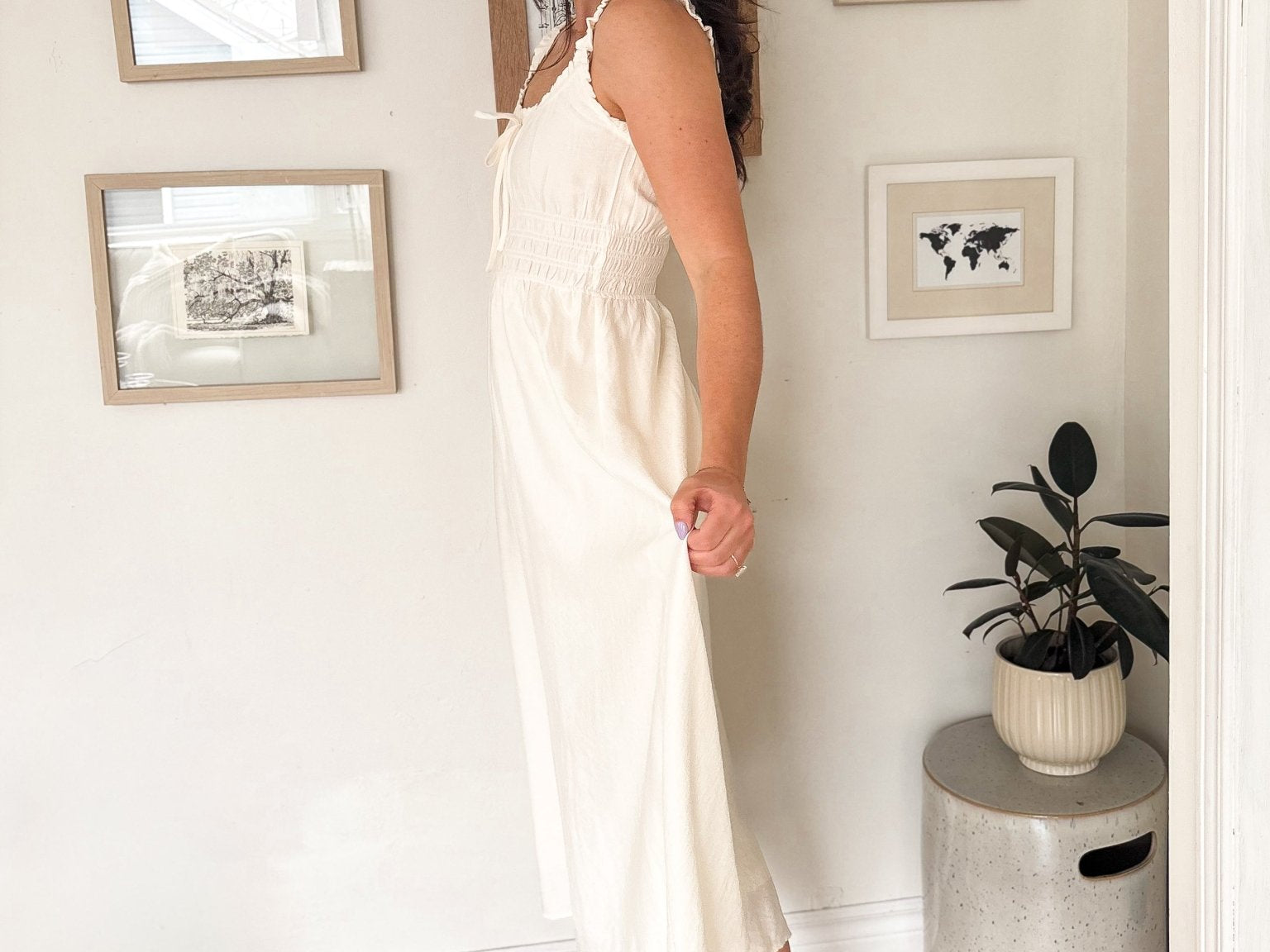 The Avery Spaghetti Strap Front Tie Shirred Waist Midi Dress - Love and Lee Apparel