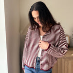 The Heirloom Stripe Raw Edge Drop Shoulder Knit Cardigan - Love and Lee Apparel