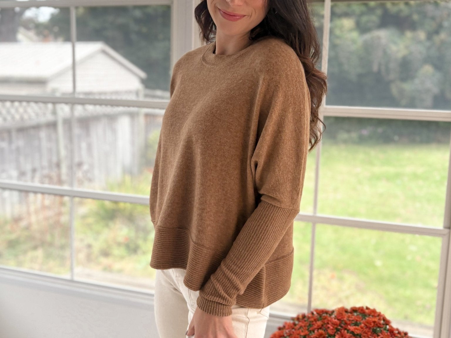 The Harrington Brushed Melange Hacci Dolman Sleeve Sweater - Love and Lee Apparel