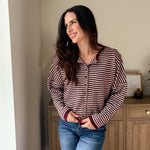The Heirloom Stripe Raw Edge Drop Shoulder Knit Cardigan - Love and Lee Apparel