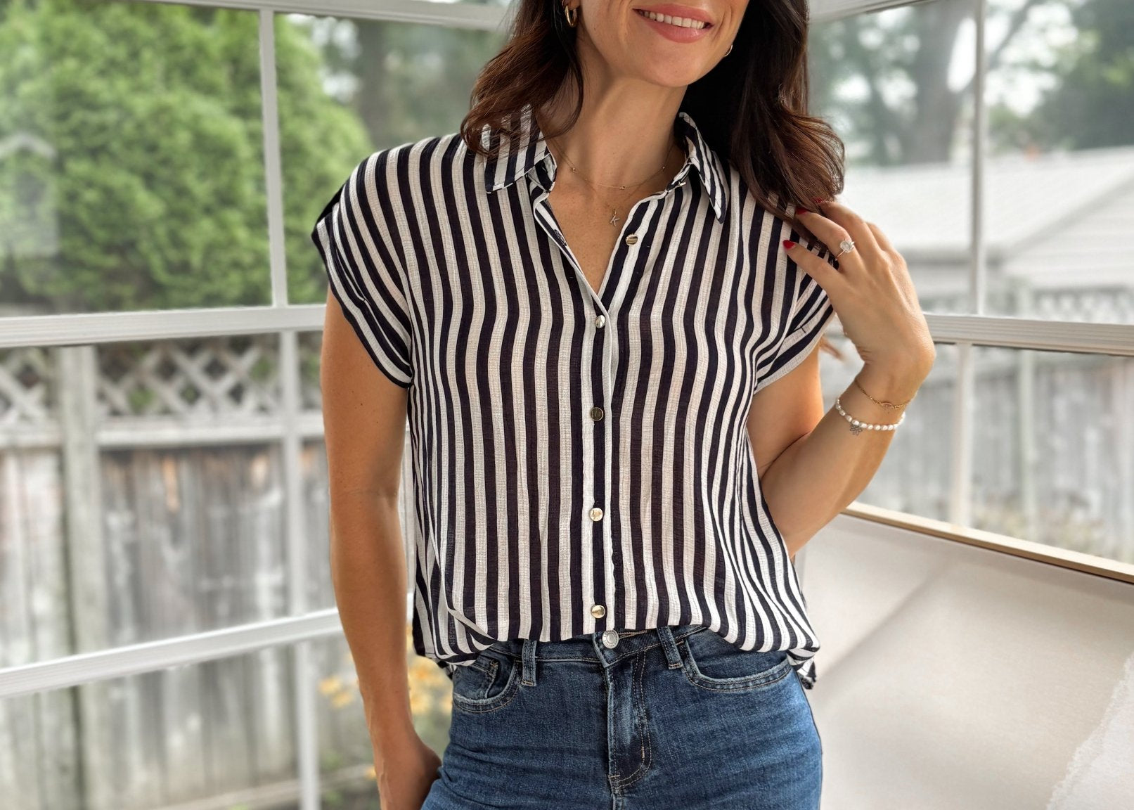 'The Ivy Society' Striped Lightweight Blouse - Love and Lee Apparel