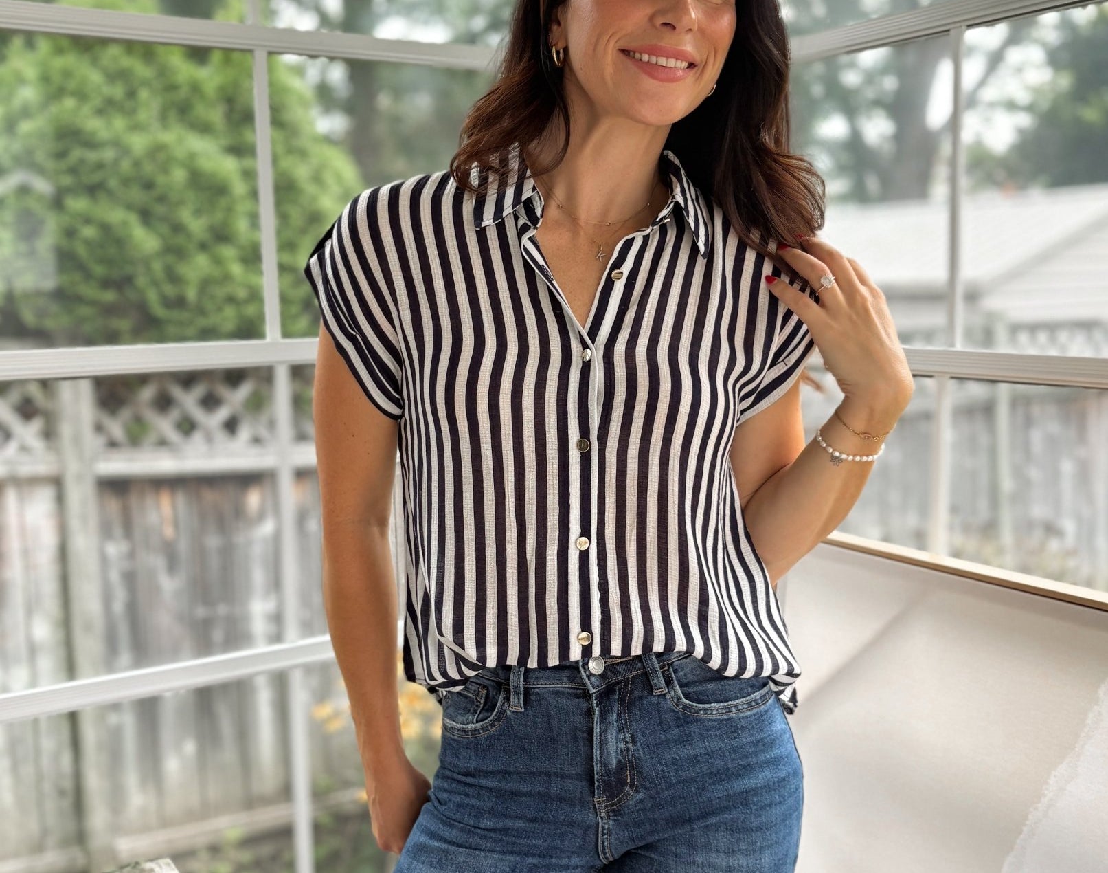 'The Ivy Society' Striped Lightweight Blouse - Love and Lee Apparel