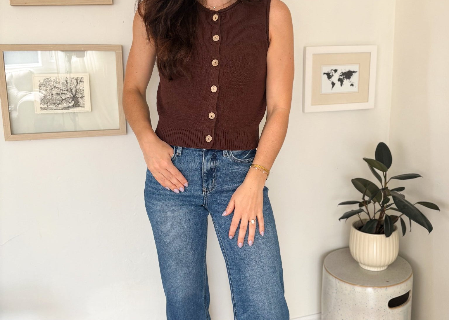 The Darla Raw Edge Button Down Knit Cardigan Vest Top - Love and Lee Apparel