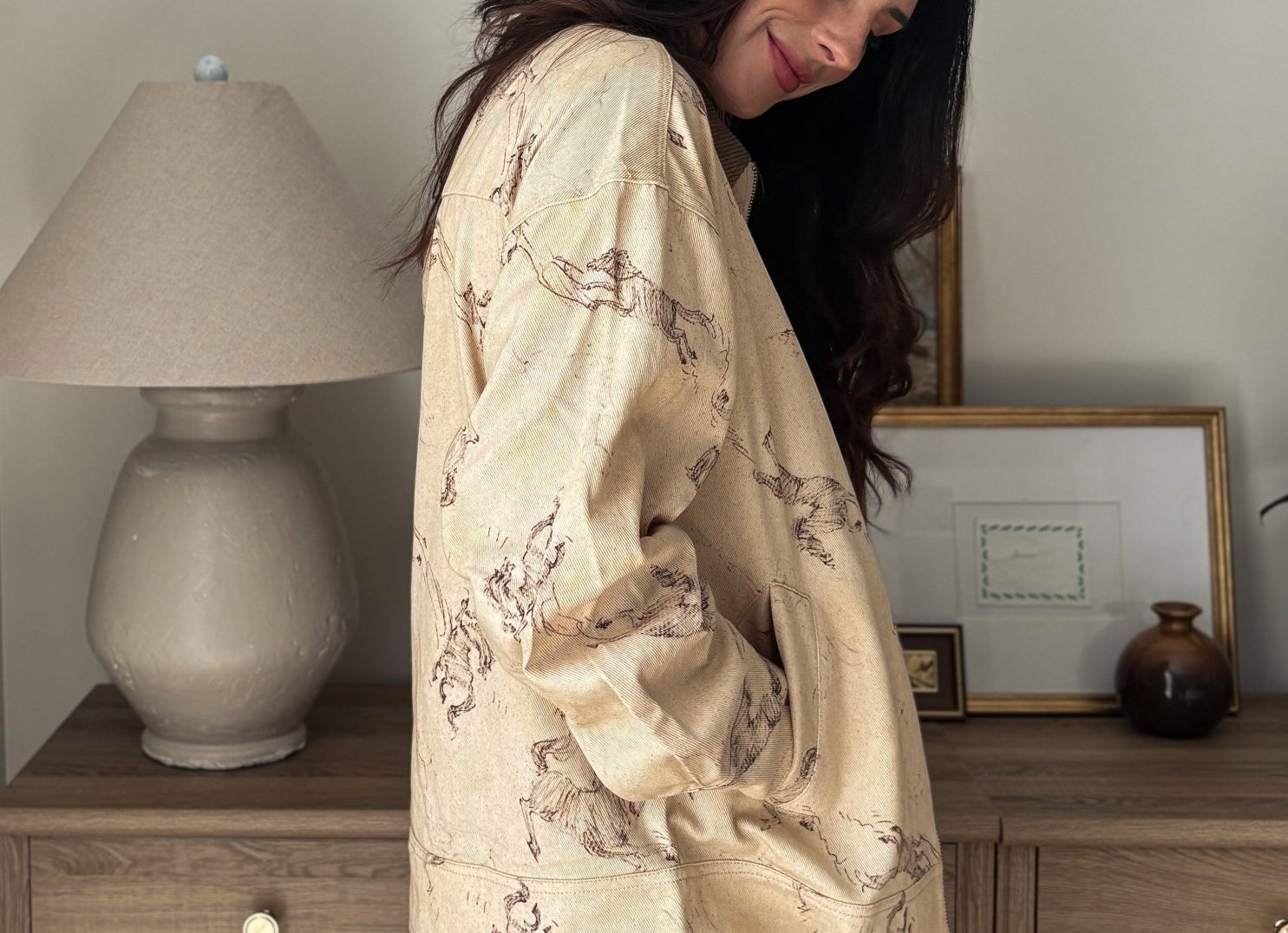 The Countryside Stables Western Horse Print Zip Up Jacket - Love and Lee Apparel